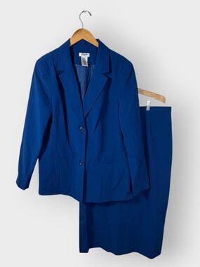 NWOT Liz Baker Blazer and Skirt Suit Set | 16 Tall | Blue | Career Office